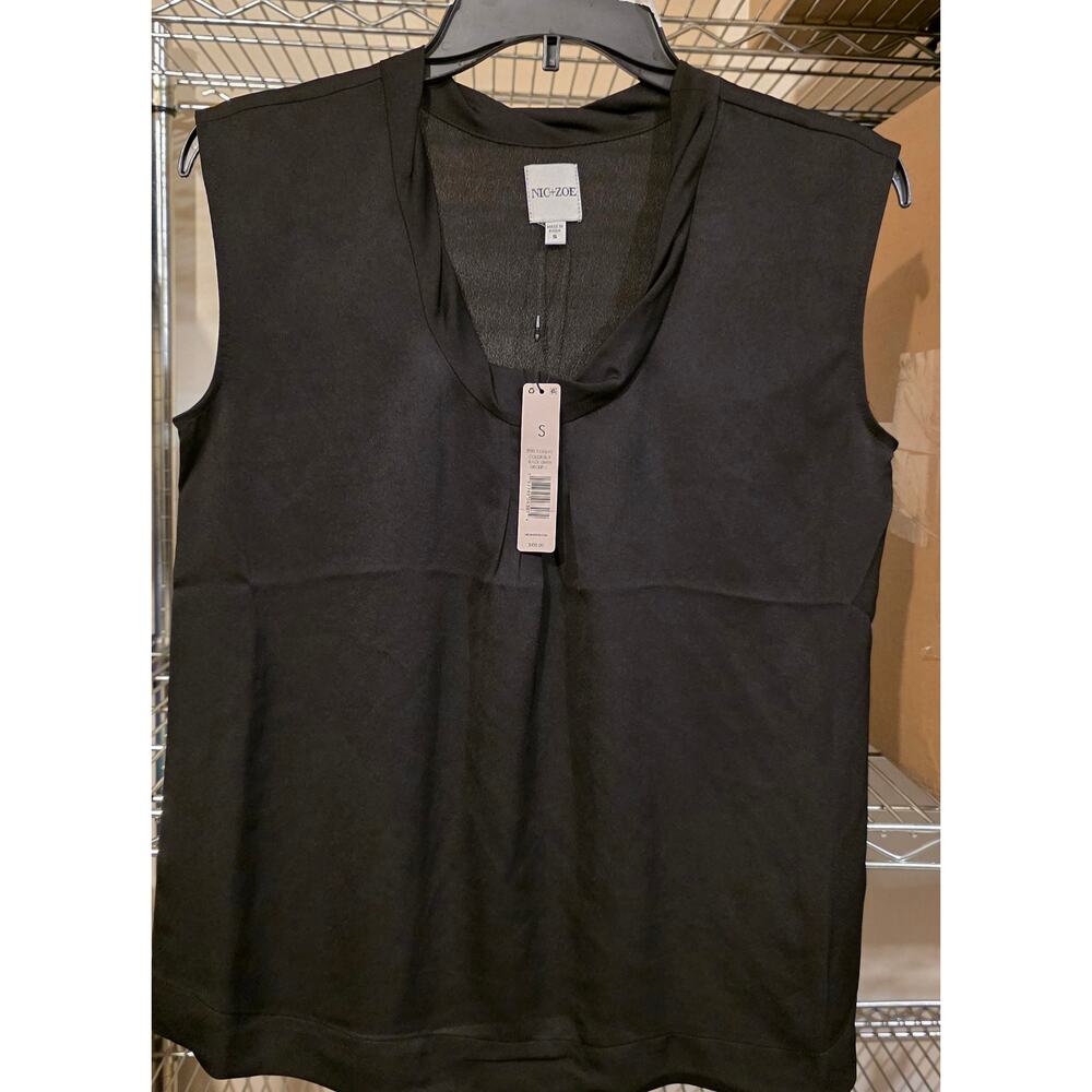 NIC + ZOE Black Poly Blouse